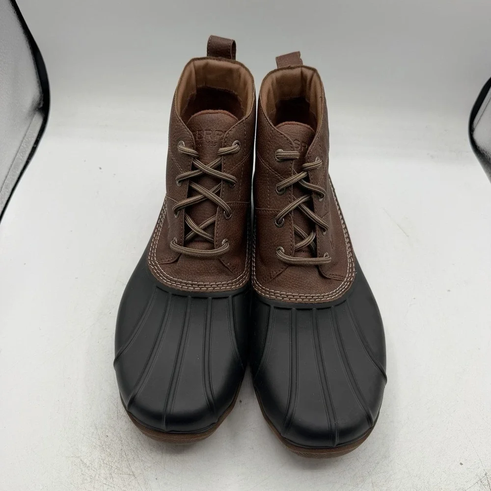 Sperry Brewster Duck Boots Mens Sz 12 Brown Black Rain Waterproof STS22783